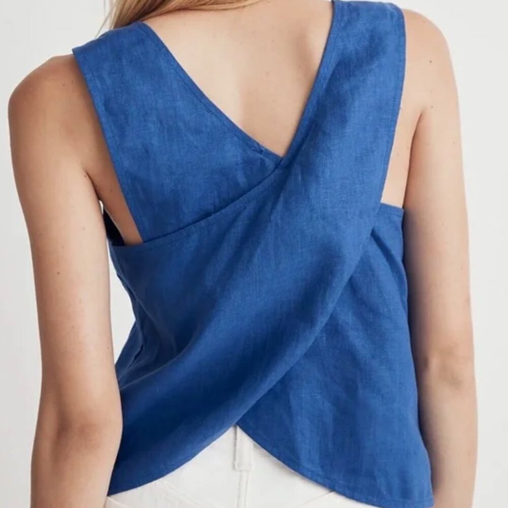NEW!! NWT Madewell 100% Linen Cross-Back Sleeveless Top